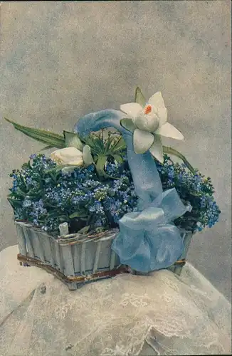 Ansichtskarte  Künstlerkarte Blumenbouquet Veilchen Schleife 1912