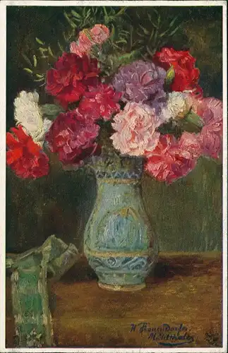 Ansichtskarte  Künstlerkarte Vase mit Blumen 1912