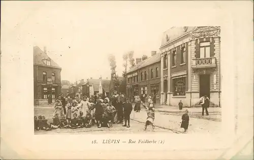 Feldpostkarte 1. Weltkrieg  Ansicht Lievin Rue Faidherbe 1914 Feldpost gelaufen