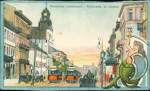 Warschau Warszawa Leschnostrasse; ul. Leszno, Künstlerkarte 1930