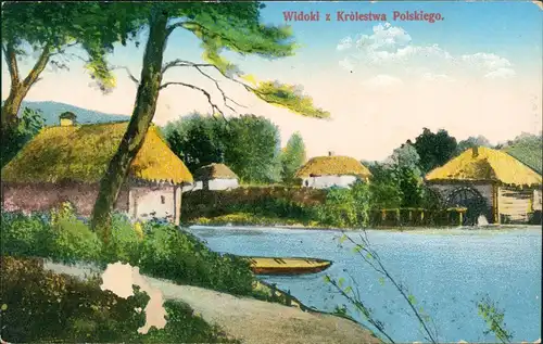 Polen Polska Polnische Häuser  Królestwa Polskiego Ried gedeckte Häuser 1910