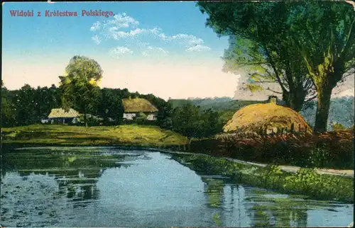 Polen Polska Widoki z Królestwa Polskiego Kleine Häuser auf dem Land 1910