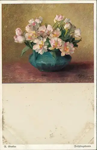 Ansichtskarte  Künstlerkarte A. Giesler Frühlingsboten Blumen Bouquet 1912