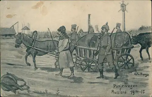 Postcard .Russland Rußland Россия 1. Weltkrieg Panjewagen 1914