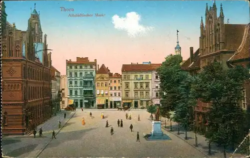 Postcard Thorn Toruń Altstädtischer Markt 1918  gel. Feldpost Hammerstein