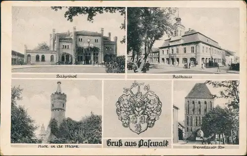 Ansichtskarte Pasewalk Bahnhof, Rathaus, Prenzlauer Tor 1974/1934