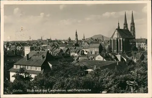 Görlitz Zgorzelec Panorama-Blick nach der Landeskrone und Peterskirche 1939