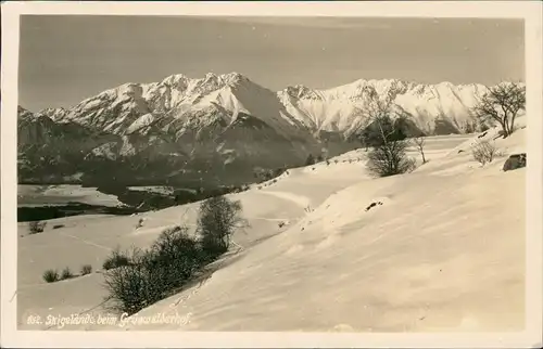 Igls Umland Ansicht Skigelände Grünwalderhof 1931   gelaufen mit Stempel IGLS