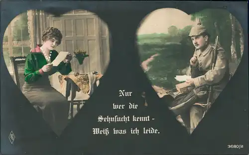 Soldatenleben: Soldat und Frau in Herzen, Sehnsucht Serien-AK 1915