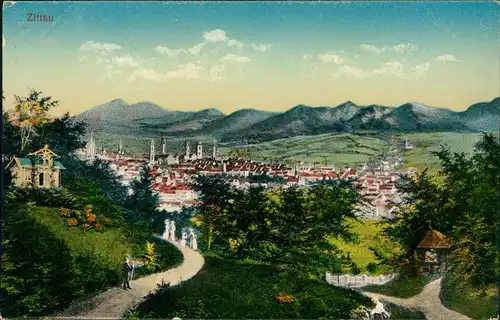 Ansichtskarte Zittau Panorama-Ansicht 1910