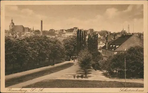 Ansichtskarte Ronneburg (Thüringen) Schützenhaus und Orts-Panorama 1920