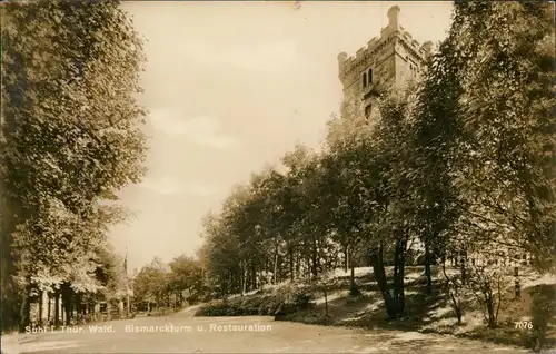 Ansichtskarte Suhl Bismarckturm u. Restauration 1935