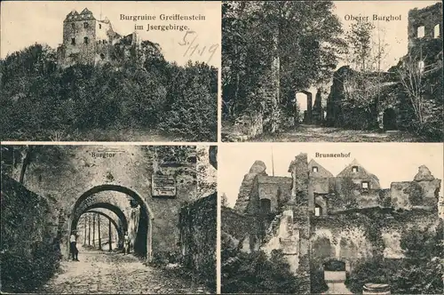 Greiffenberg Gryfów Śląski Isergebirge mit Burgruine Greiffenstein 1919