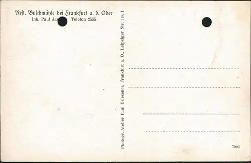 Ansichtskarte Frankfurt (Oder) Restaurant Buschmühle 1932