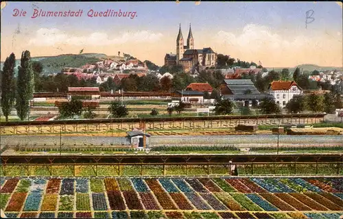 Ansichtskarte Quedlinburg Partie an den Blumenbeeten 1933/1922