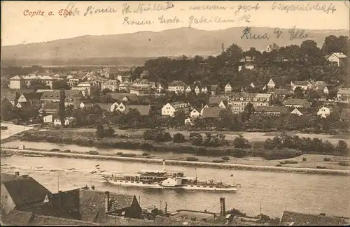 Ansichtskarte Copitz-Pirna Stadt, Elbdampfer 1916  gel. Feldpost