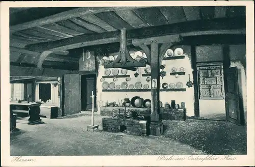 Ansichtskarte Ostenfeld (Husum) Innenansicht Diele im Ostenfelder Haus 1920