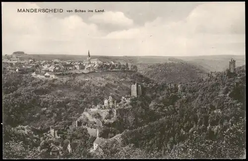 Ansichtskarte Manderscheid Ortspanorama von Schau ins Land 1910