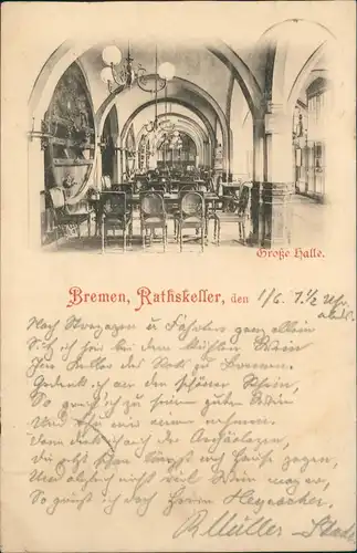 Ansichtskarte Bremen Ratskeller - Große Halle 1899