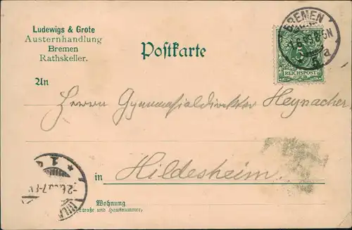 Ansichtskarte Bremen Ratskeller - Große Halle 1899