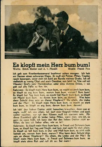 Ansichtskarte  Liedkarten - Es klopft mein Herz Bum bum 1962