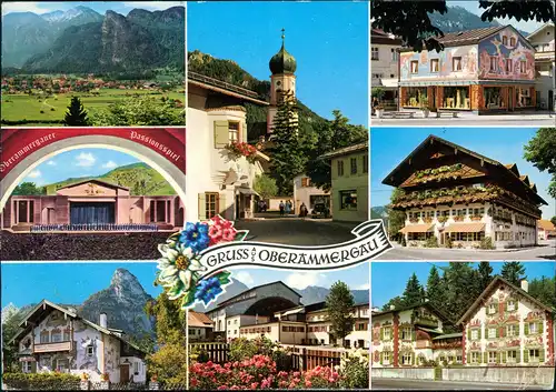 Ansichtskarte Oberammergau MB: Bemalte Häuser 1976