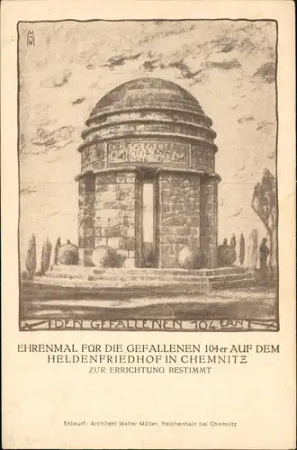 Ansichtskarte Chemnitz Ehrenmal für die Gefallenen 104er Heldenfriehof 1925