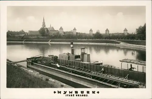 Postcard Nimburg (Neuenburg) Nymburk Stadtpartie - Dampfer 1928