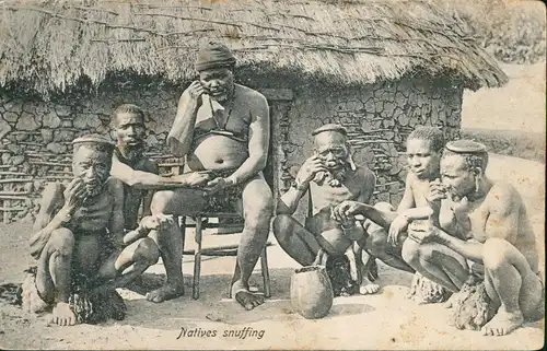 Postcard Südafrika Natives snuffing Typen Ak Südafrika Southafrica 1912