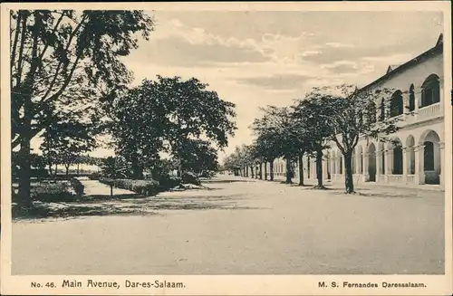 Daressalam Main Avenue, Dar-es-Salaam. Tansania Deutsch-Ostafrika Kolonie 1922