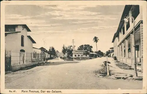 Daressalam Main Avenue, Dar-es-Salaam. Tansania Deutsch-Ostafrika Kolonie 1922