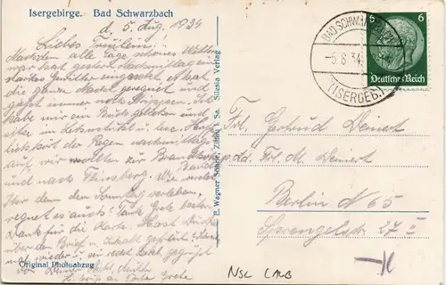 Bad Schwarzbach-Bad Flinsberg   Świeradów-Zdrój  Isergebirge 1938