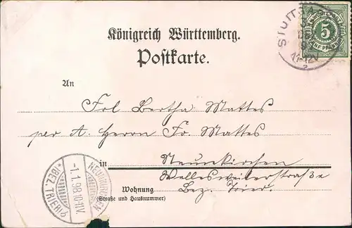 Ansichtskarte Stuttgart Königsbau - Gruss aus... 1898