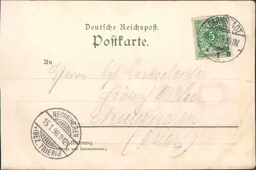 Litho AK Darmstadt Technische Hochschule, Fahnenträger - Burschenschaft 1898
