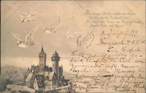 Ansichtskarte  Künstlerkarte Burg Tauben - Lobgesang auf Postkarte 1900