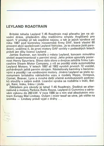 Sammelkarte  Sport - Motorsport LKW Leyland Roadtrain DAF 1988