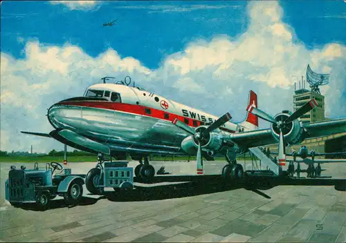 Ansichtskarte  Flugwesen Historisches Flugzeug der SWISSAIR 1989