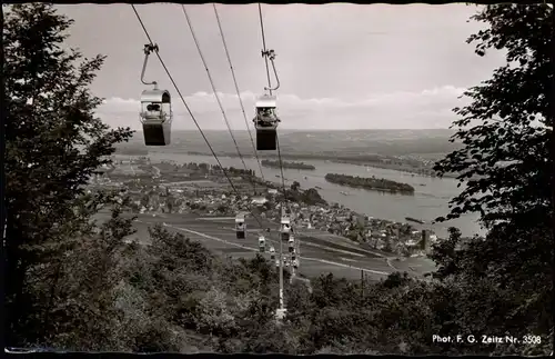 Ansichtskarte Rüdesheim (Rhein) Seilbahn und Stadt 1960