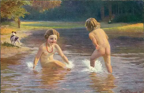 Ansichtskarte  Kinder Künstlerkarte Karl Rumpel Sommerfreuden 1912