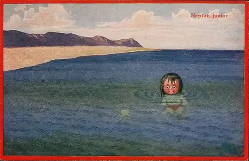 Ansichtskarte  Kinder Künstlerkarte Junge Krabben - Neptun Junior 1912