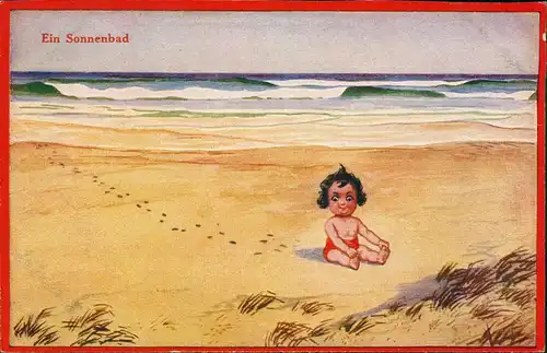 Ansichtskarte  Kinder Künstlerkarte Ein Sonnenbad - junge Krabben 1912