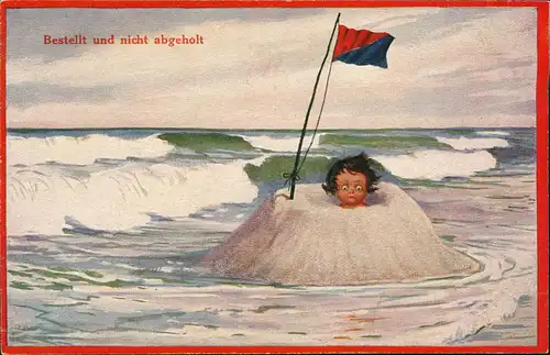 Kinder Künstlerkarte Bestellt und nicht abgeholt junge Krabben 1912