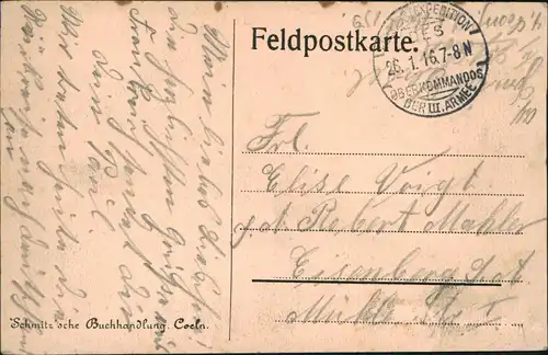 CPA Vouziers Vouziers Straße, Soldaten Kolonne - Cafe 1916  gel. Feldpoststempel