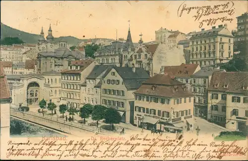 Postcard Karlsbad Karlovy Vary Dr. Becherplatz Handcolorierte AK 1905