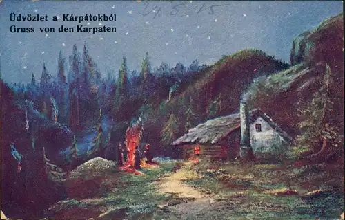 Ukraine Karpaten Karpaty Karpaty Carpați Kárpátok Hütte 1915  gel. Feldpost WK1