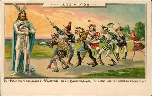 Künstlerkarte Deutschnationaler Handlungsgehilfen Ortsgruppe Hainichen 1902