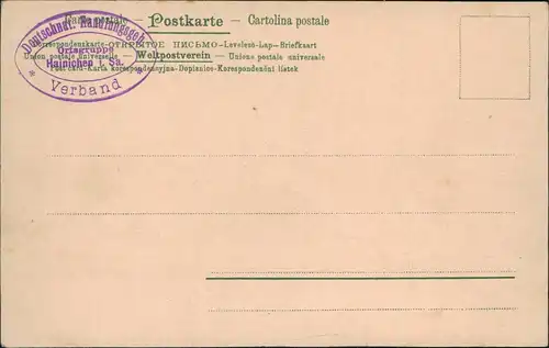 Künstlerkarte Deutschnationaler Handlungsgehilfen Ortsgruppe Hainichen 1902