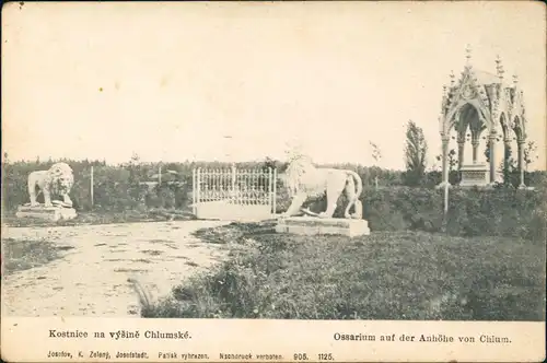 Postcard Schestar Všestary Ossarium auf der Anhöhe von Chlum. 1912