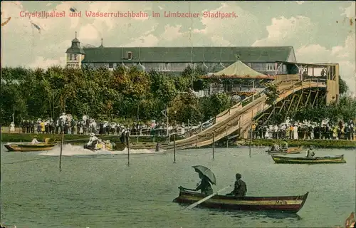 Limbach-Oberfrohna Crystallpalast und Wasserrutschbahn Stadtpark. 1911