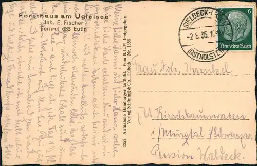 Ansichtskarte Sielbeck-Eutin Luftbild Forsthaus Ukleisee/ Ugleisee 1935